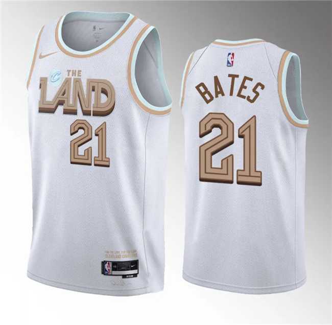 Mens Cleveland Cavaliers #21 Emoni Bates White 2023 Draft City Edition Stitched Jersey Dzhi